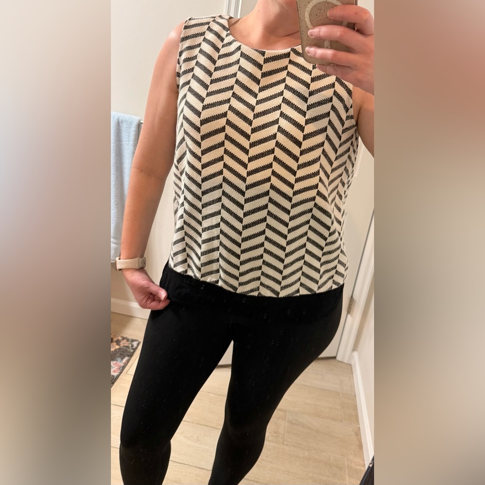 Pleione Black and White Chevron Blouse